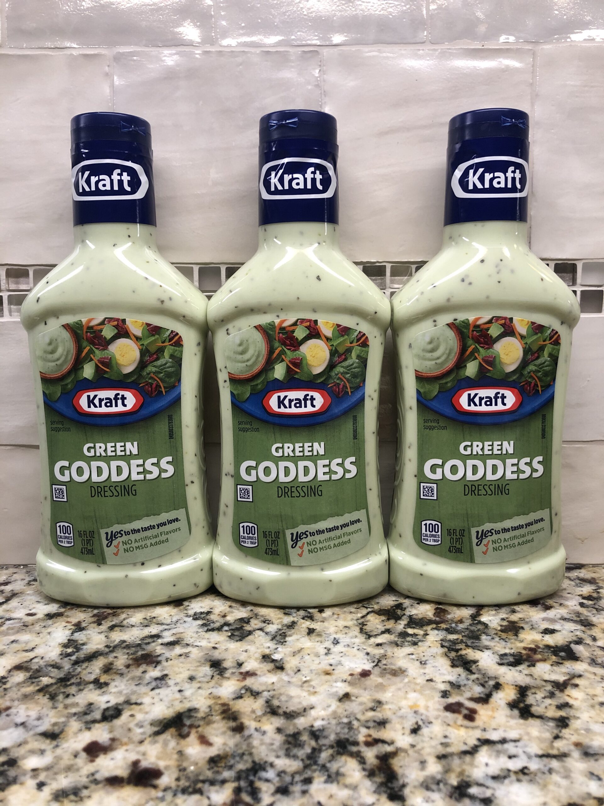 3 BOTTLES Kraft Green Goddess Salad Dressing 16 oz Cool Creamy FREE SHIP