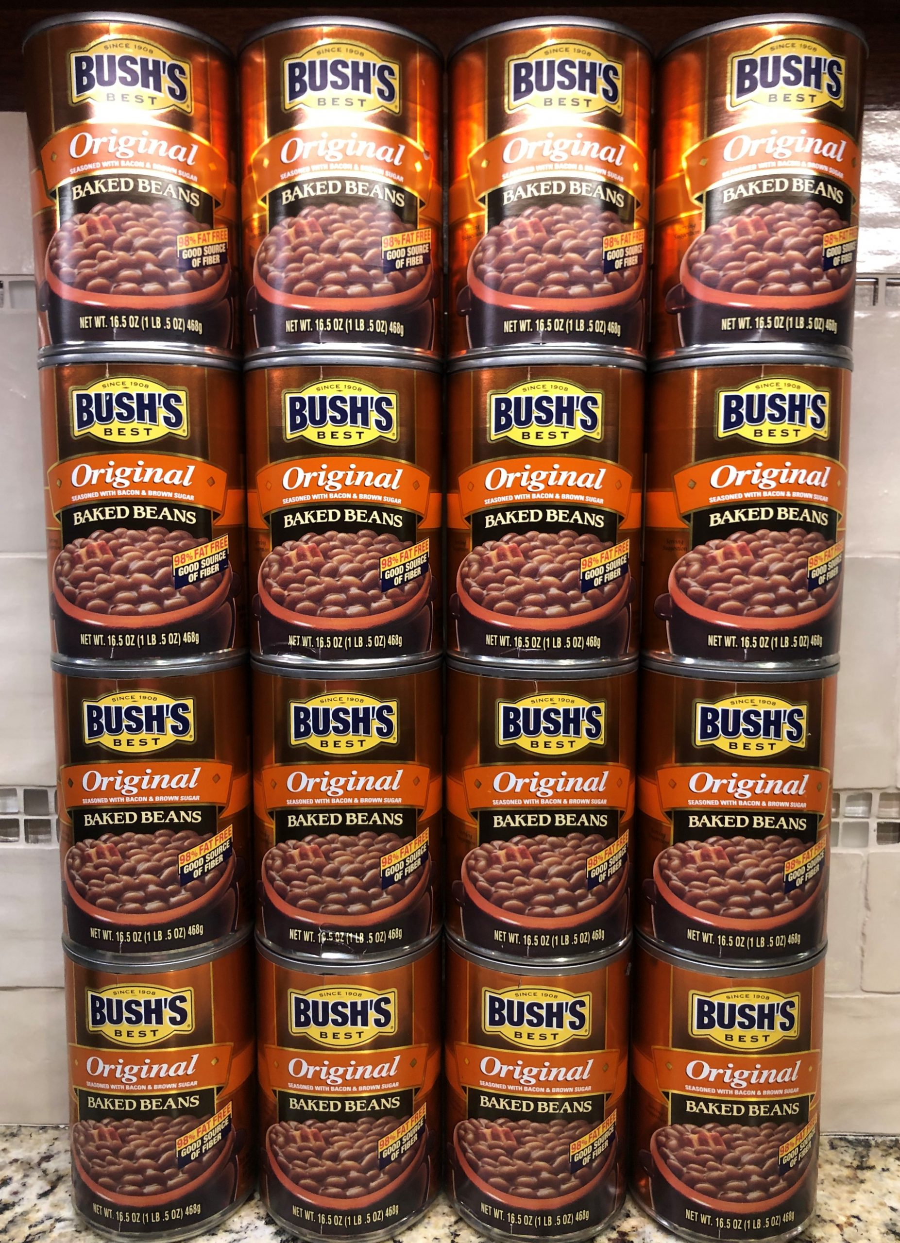 16 CANS Bush's Original Baked Beans 16.5 oz bacon brown sugar FREE SHIP