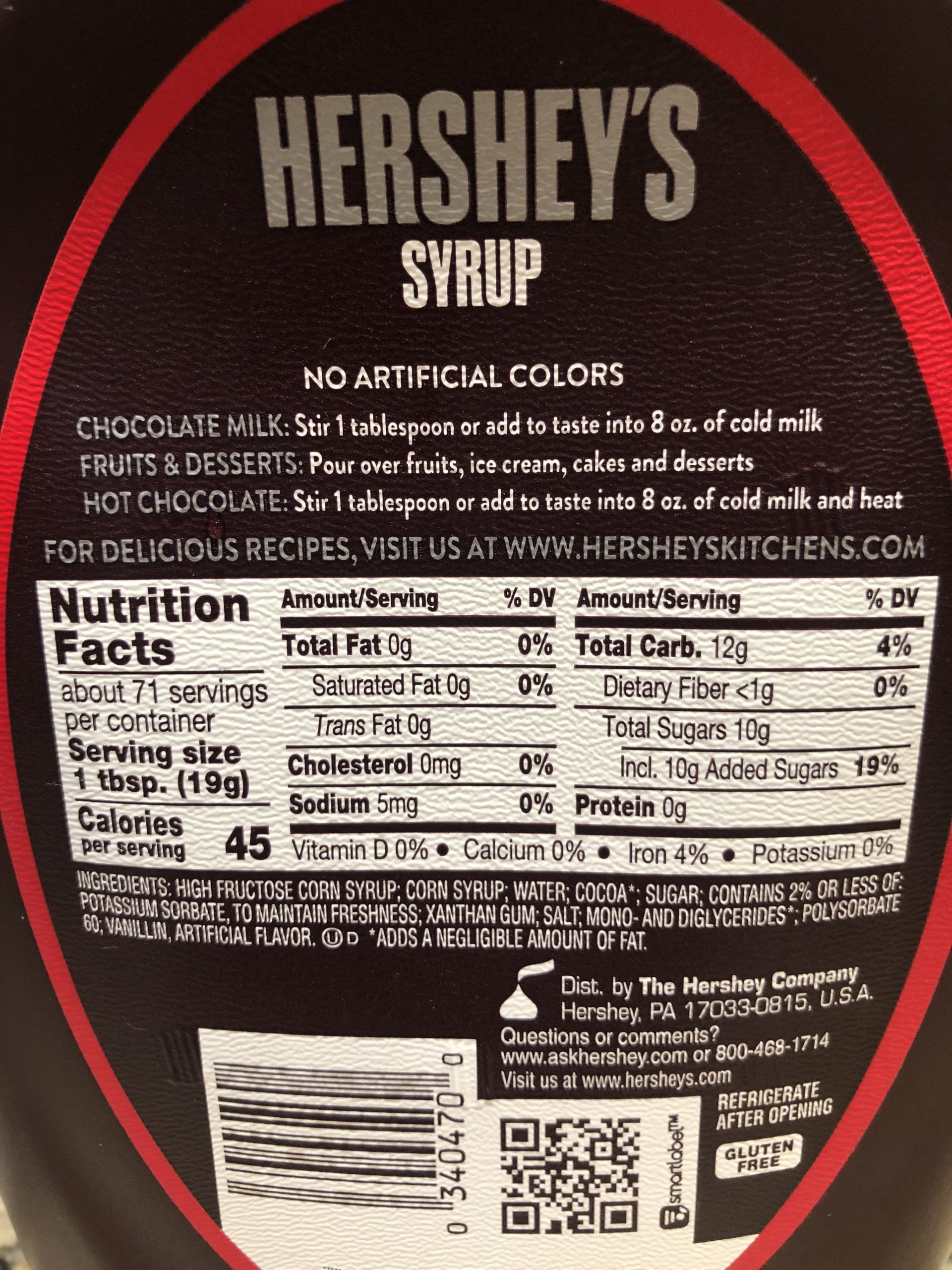 2 Bottles Hershey's Chocolate Syrup 48 oz Milk Ice Cream Dessert FREE ...