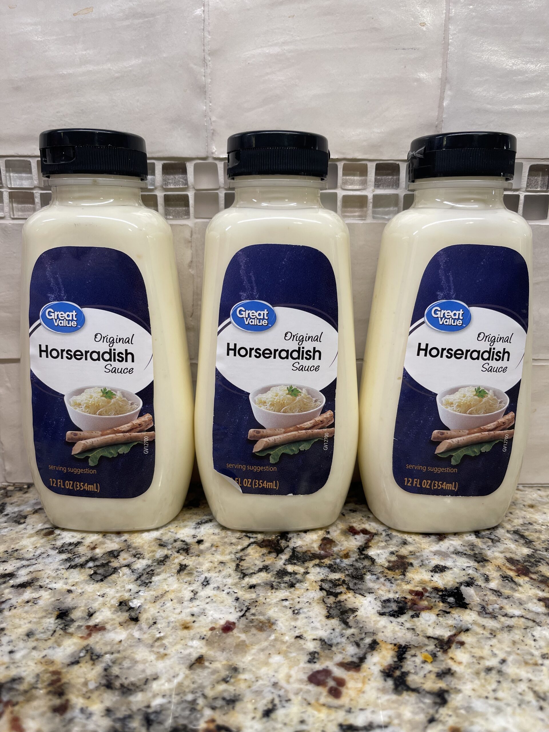 3 BOTTLES Great Value Original Horseradish Sauce 12 Oz Sauce Roast Beef