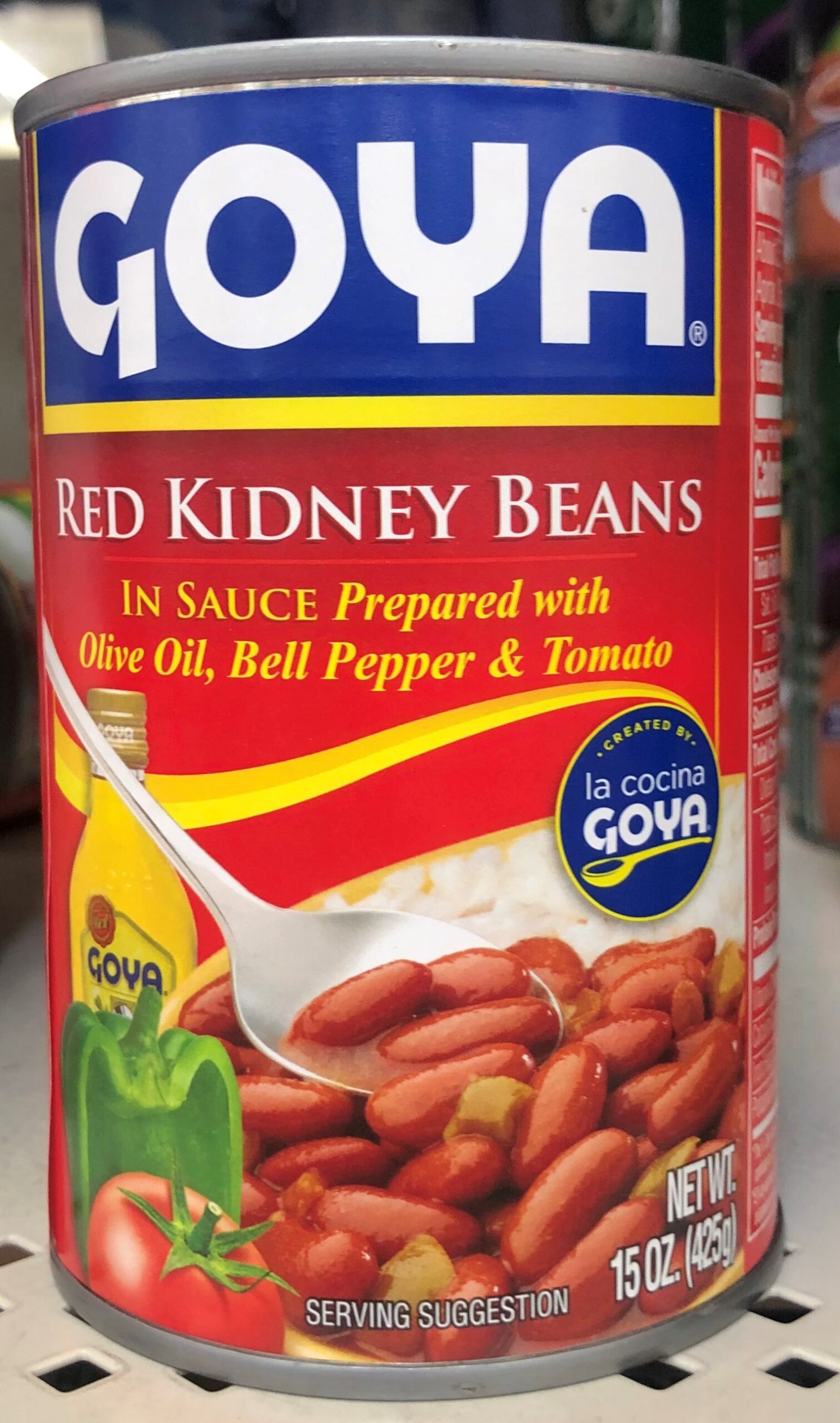 Goya Kidney Beans 15oz Can Coloradas Guisadas in olive oil pepper