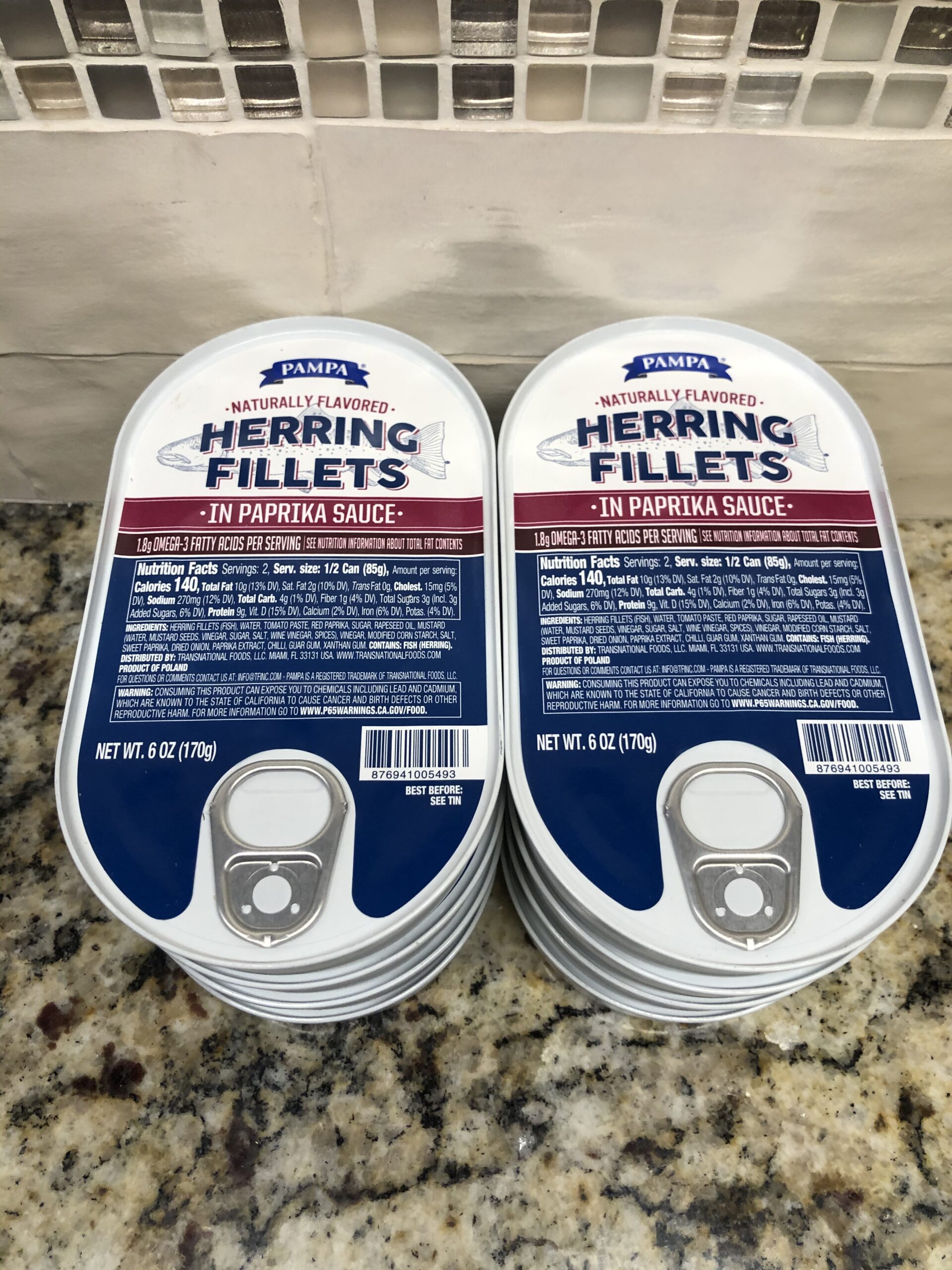 8 CANS Pampa Herring Fillets in Paprika Sauce 6 oz Can Tin Sardines