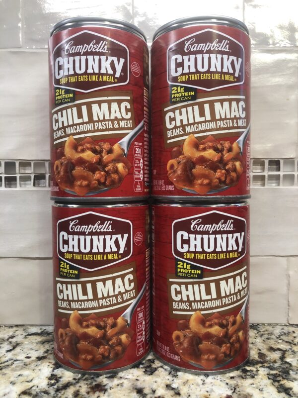 4 Campbell’s CHUNKY Chili Mac Soup 18.8 oz Cans beef bean macaroni ...