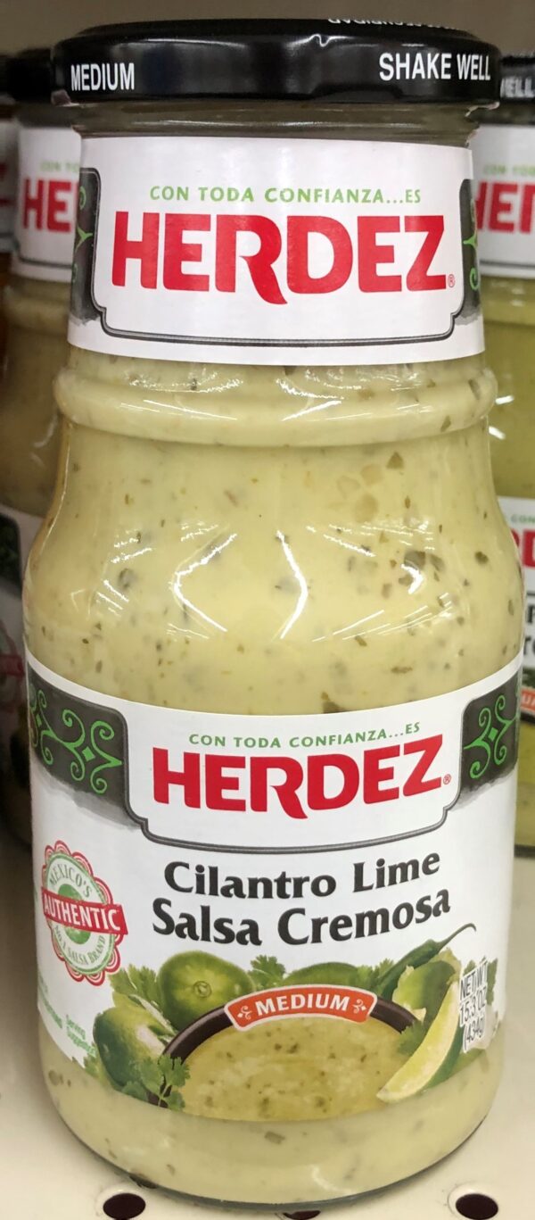 Herdez Medium Cilantro Lime Salsa Cremosa Dip 15.7 Oz Jar Relish Sauce ...