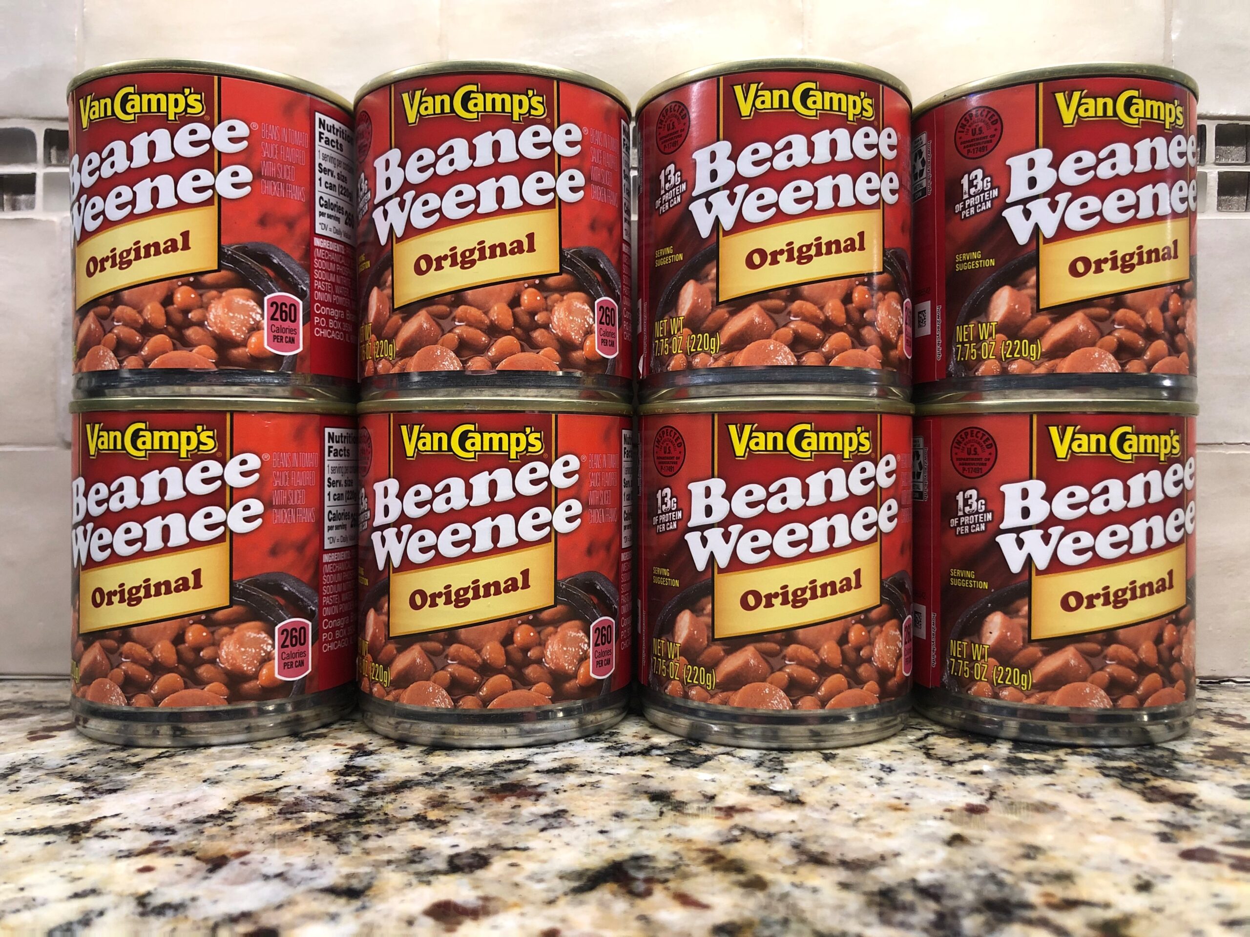 8 CANS Van Camp's Original Beanee Weenee 7.75 oz can Beans Franks Hot ...