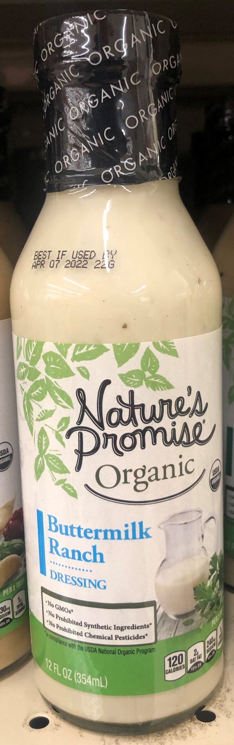 Nature's Promise Organic Buttermilk Ranch Salad Dressing 12 oz Bottle