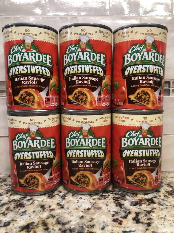 6 CANS Chef Boyardee OVERSTUFFED Italian Sausage Ravioli Pasta 15 Oz ...