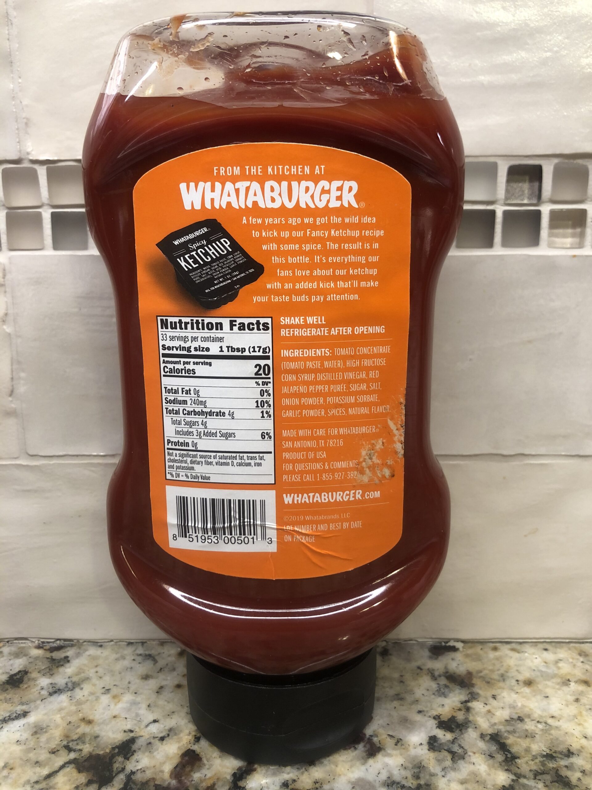 2 BOTTLES Whataburger SPICY Tomato Ketchup 20 oz Catsup French Fries ...