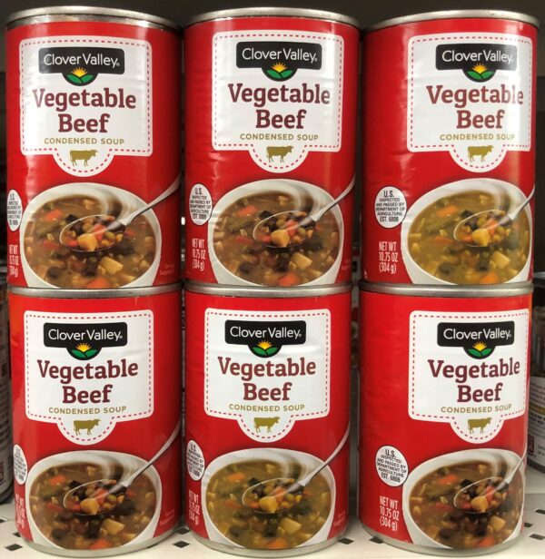 6 CANS Clover Valley Condensed Soup Vegetable Beef 10.5 oz Can Lunch ...