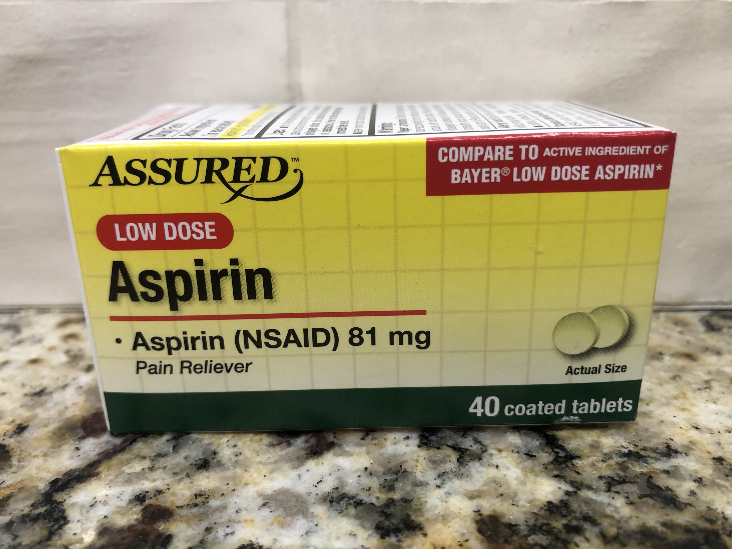 6 Bottles Assured Low Dose Apirin 81 mg Enteric-Coated Pain Reliever 40 ...