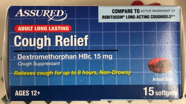 6 Bottles Assured Adult Long Lasting Cough Relief DXM 15 ct softgels ...