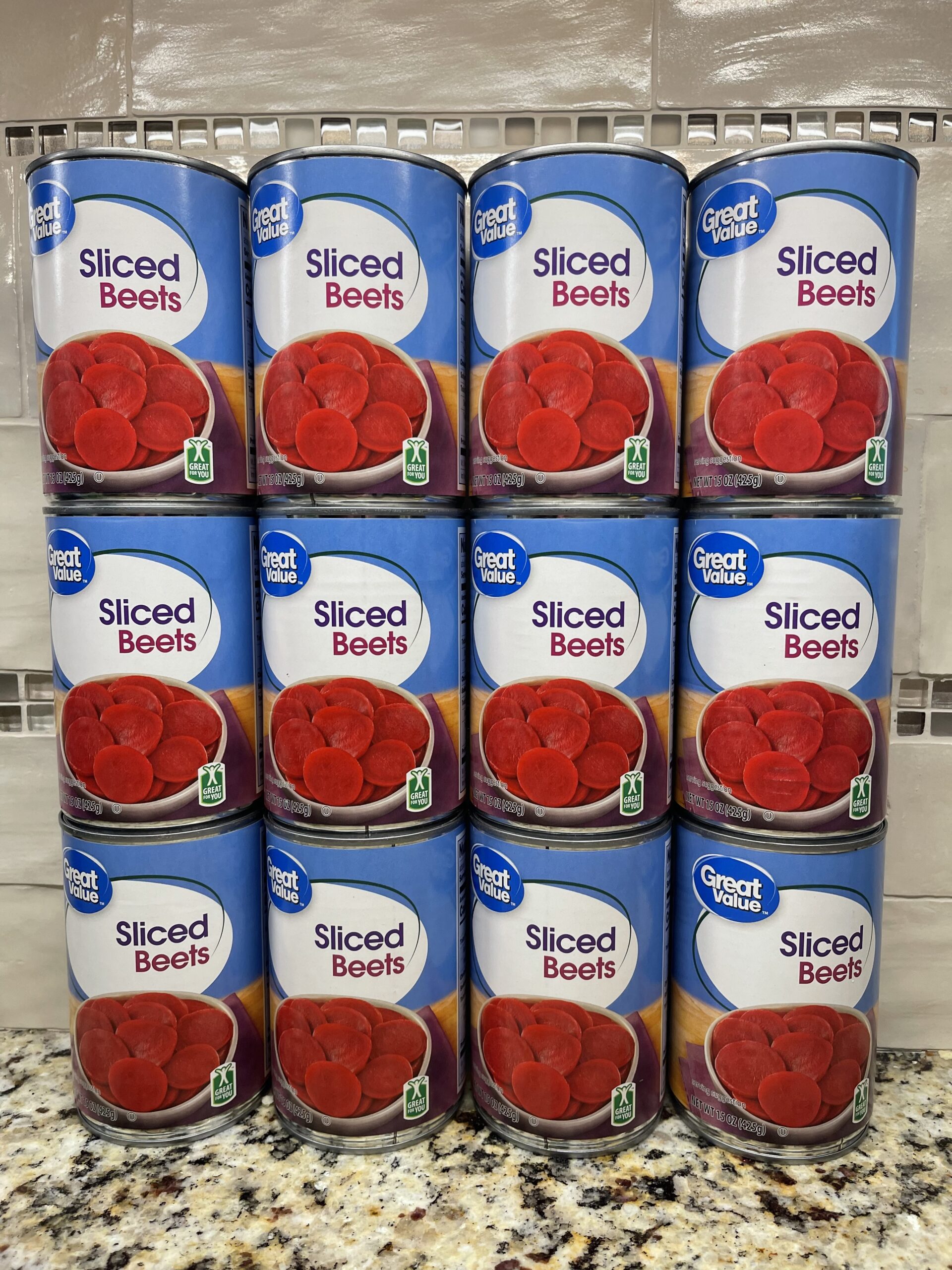 12 CANS Great Value Sliced Beets 15 oz Can Vegetable Salad Juice