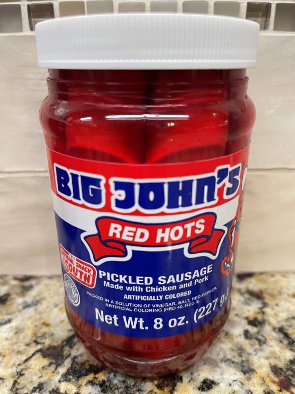 3 JARS Big John’s Pickled Pork Sausage 8 oz Jar Red Hots Meat Wieners ...