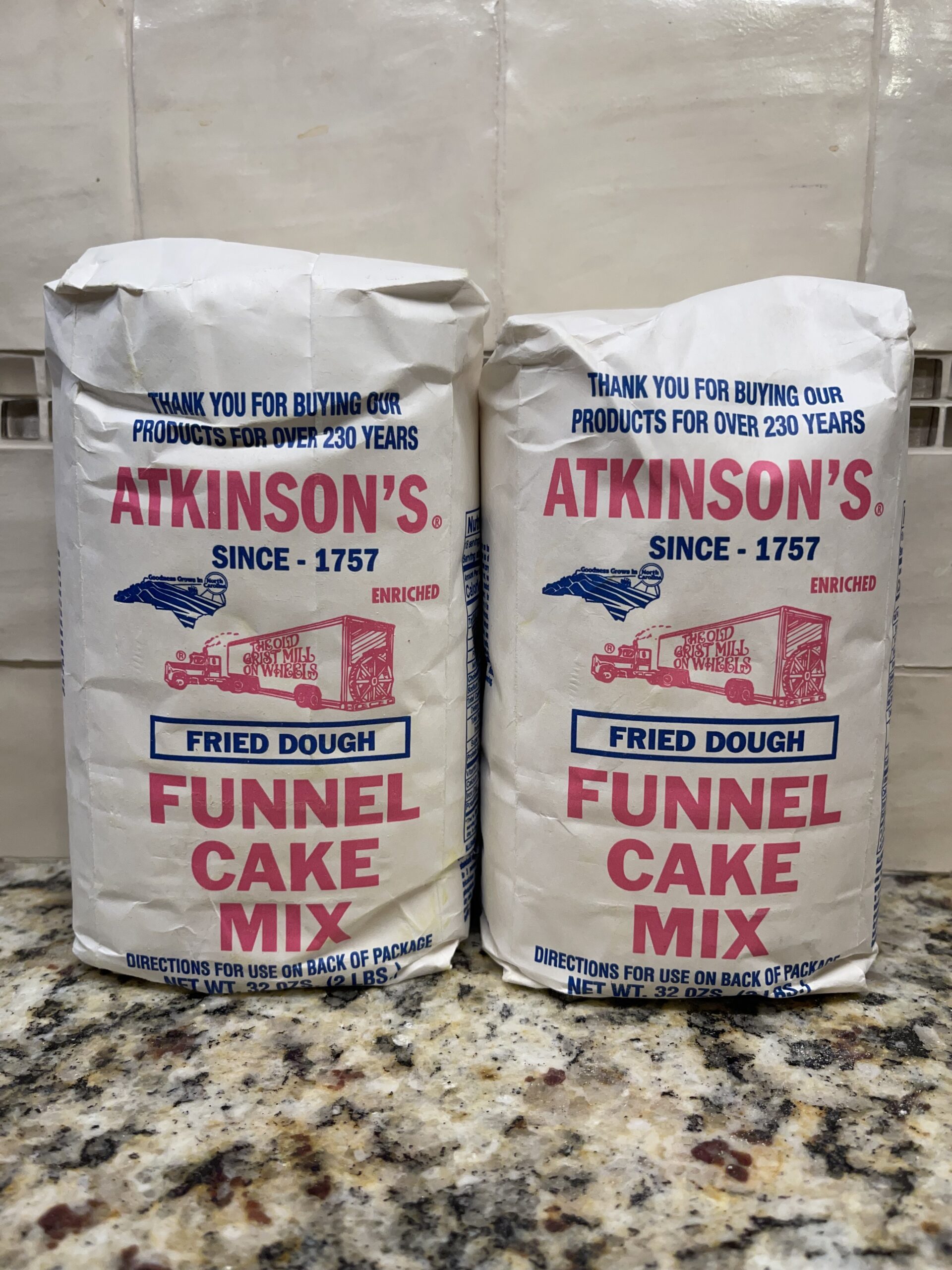 2 BAGS Atkinsons Fried Dough Funnel Cake Mix 2 lb Bag Elephant Ear