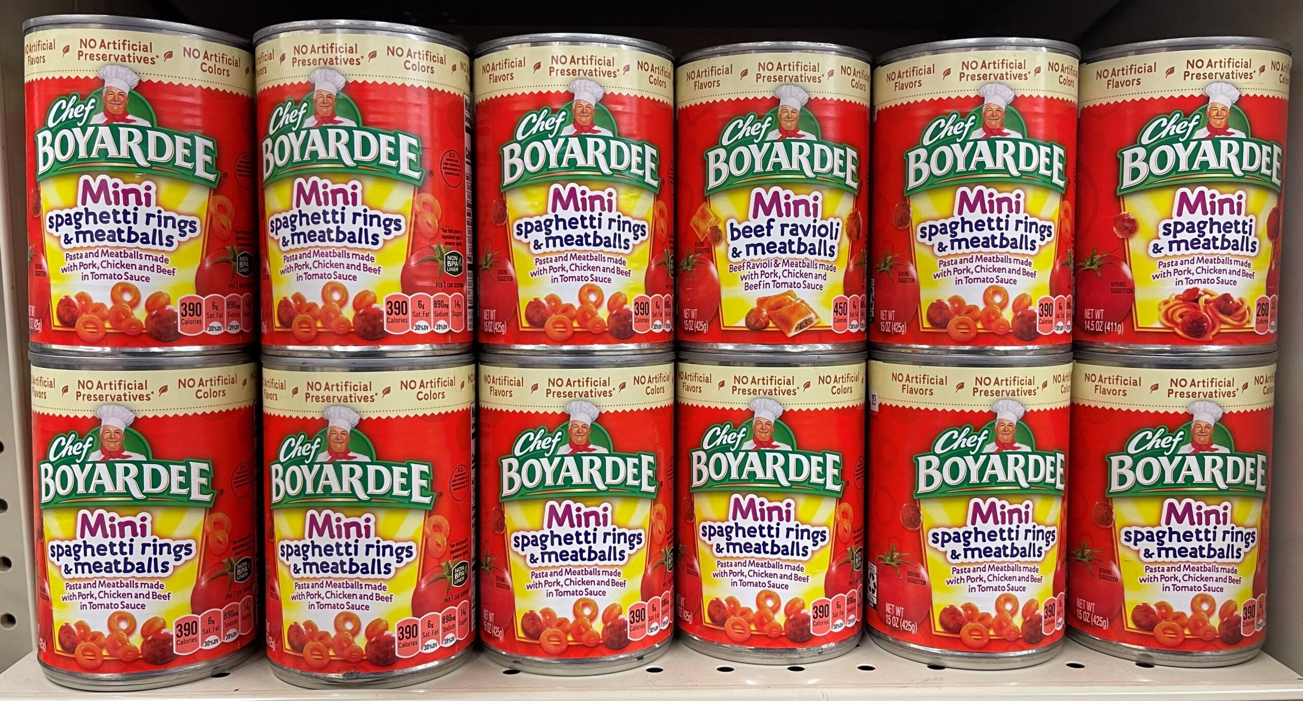 12 CANS Chef Boyardee Mini Spaghetti Rings and Meatballs Pasta 15 Oz Can