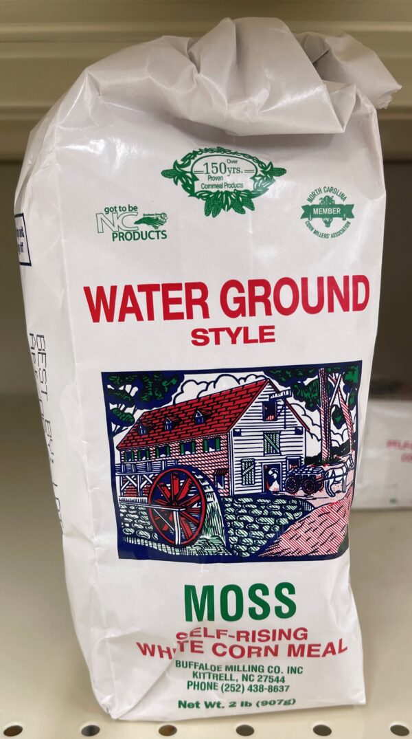 2 BAGS Moss Water Ground White Corn Meal 2 lb Bag flour Self Rising NC ...