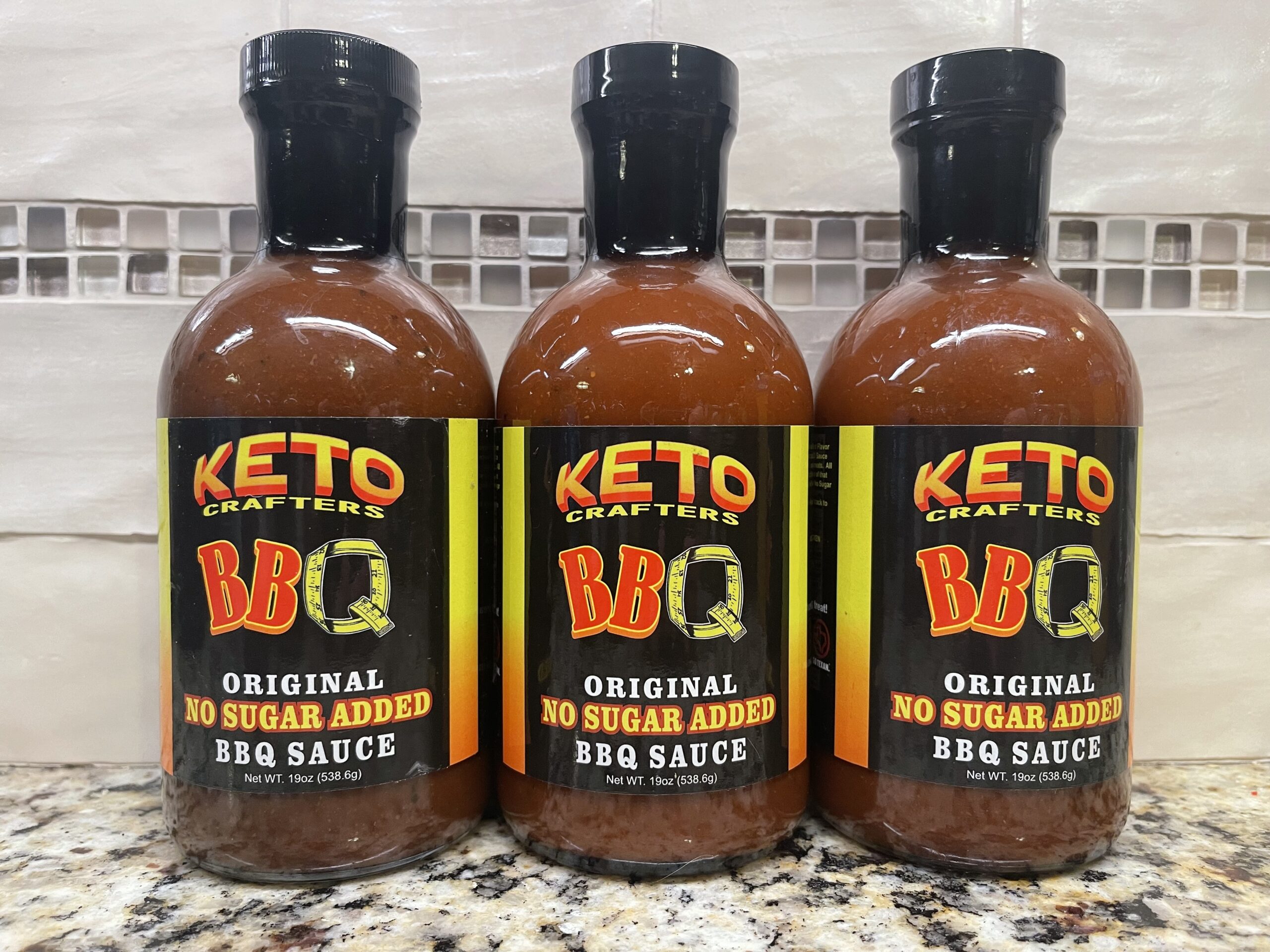 3 BOTTLES KETO Crafter's Original BBQ Sauce 19 oz Ribs Barbecue